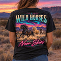Wild Horses, Neon Skies Adult Short Sleeve Tee