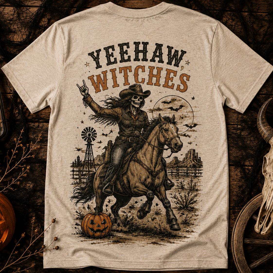 Yeehaw Witches Western Halloween Short Sleeve Tee