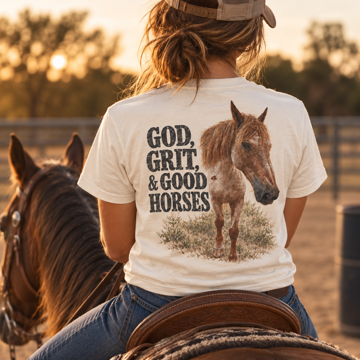 God, Grit, & Good Horses Short Sleeve Tee