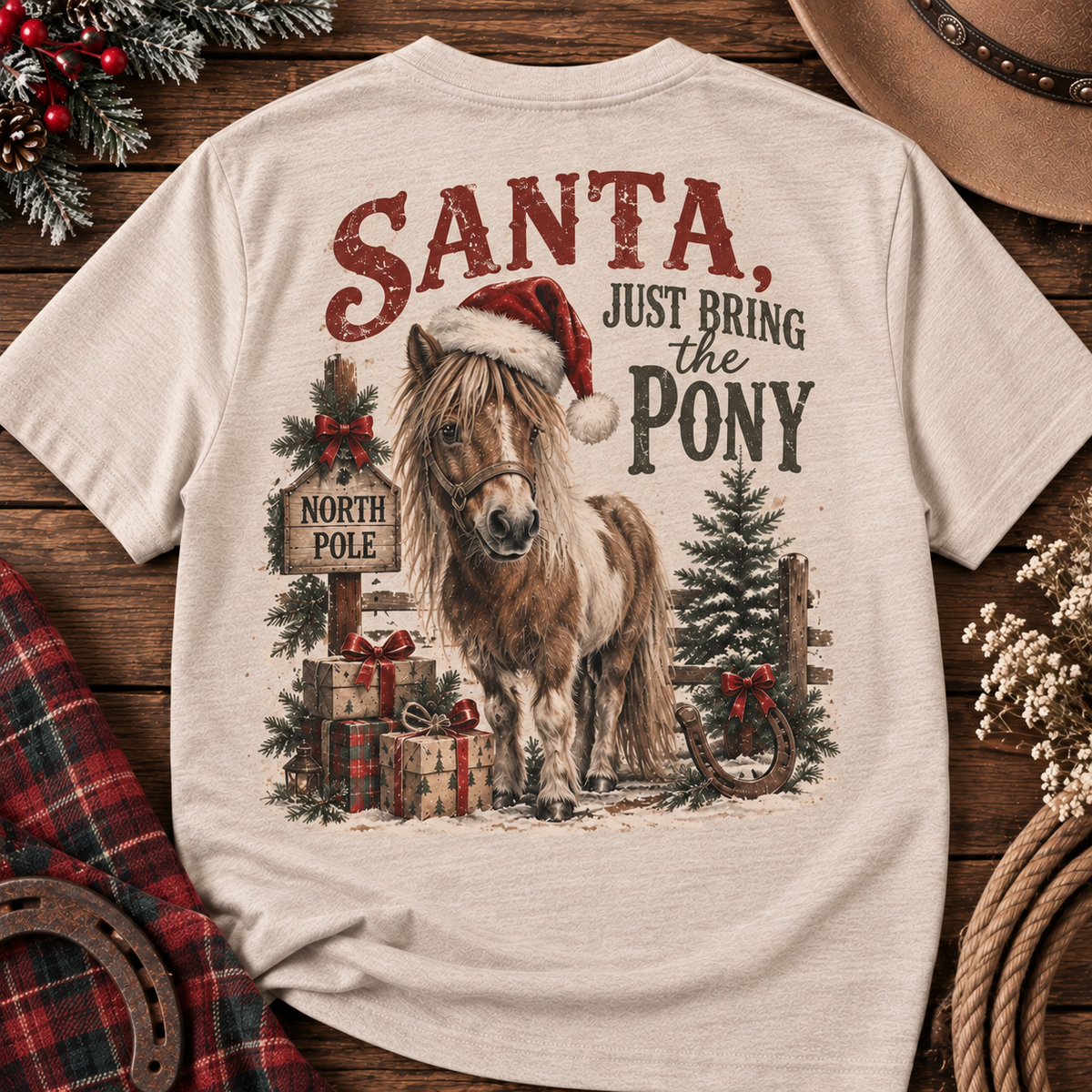 Santa, Just Bring the Pony Youth Short Sleeve Tee