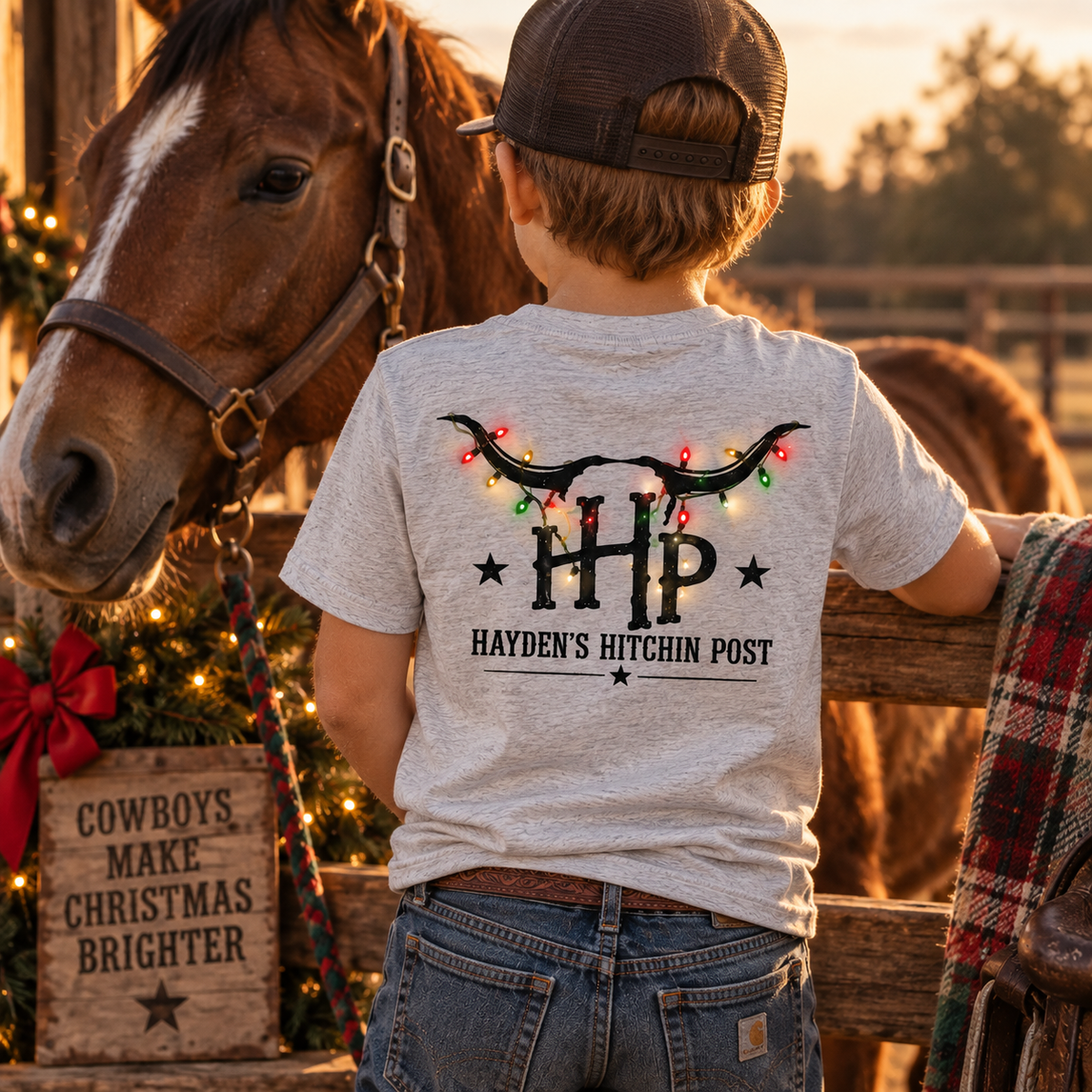 Christmas Cattle Brand Youth Short Sleeve Tee