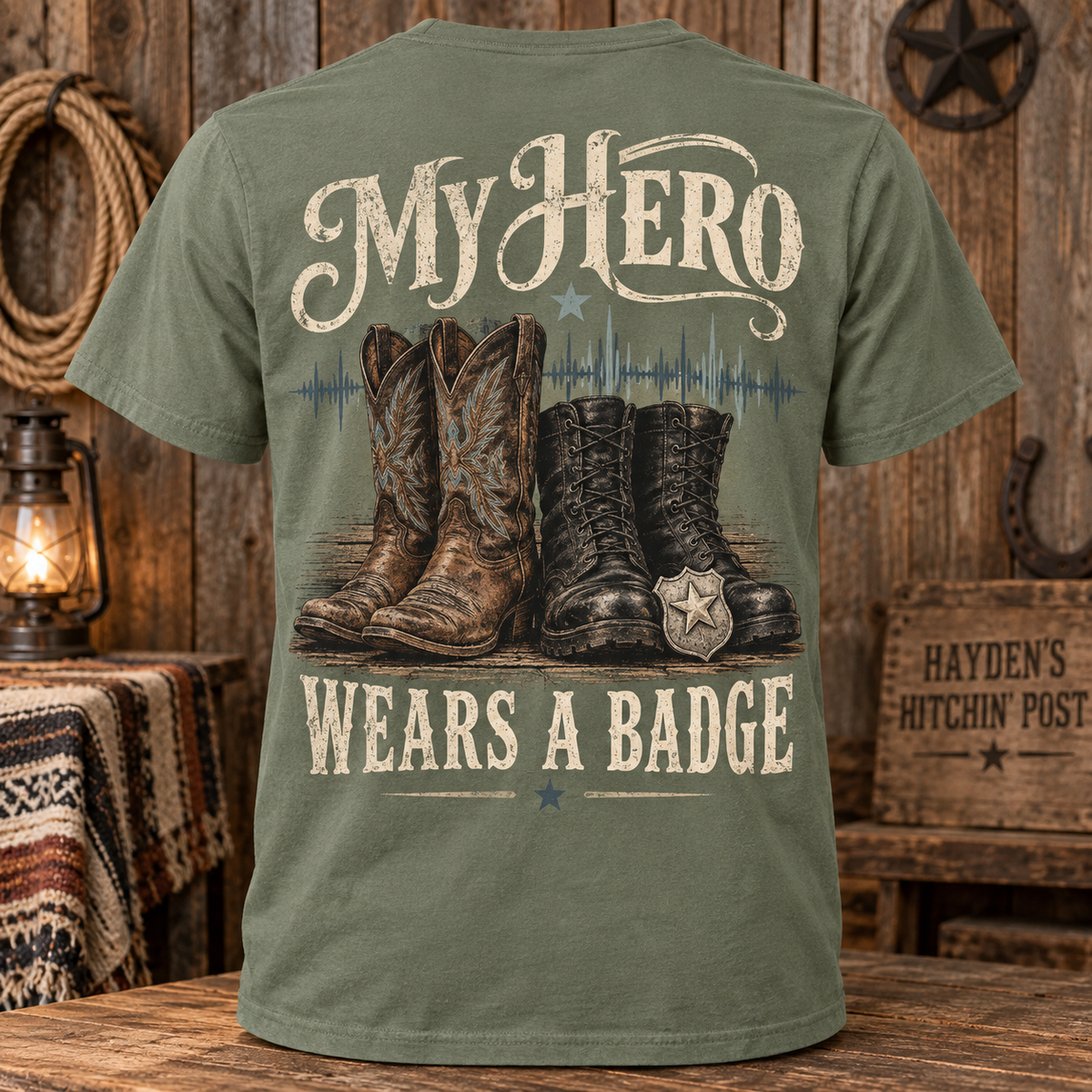 My Hero Wears a Badge  Adult Short Sleeve Tee