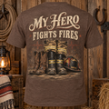 My Hero Fights Fires Adult Short Sleeve Tee