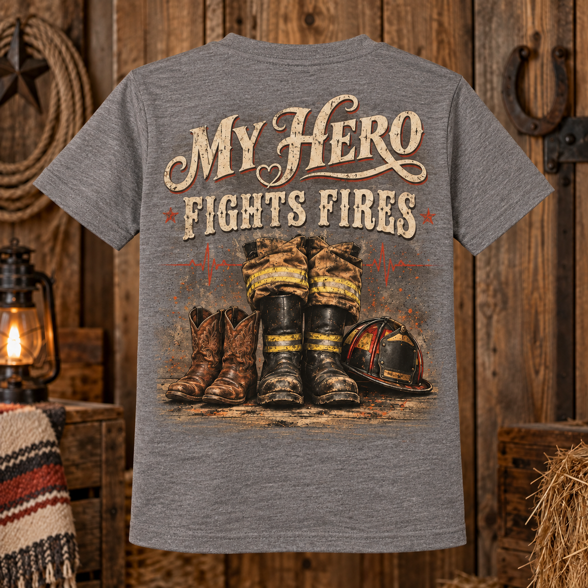 My Hero Fights Fires Youth Short Sleeve Tee